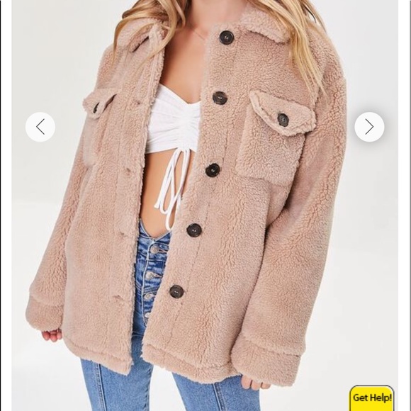 Gray Faux Shearling Button-Up Coat - Picture 3 of 8